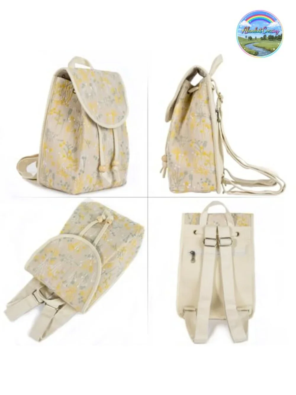 Embroidered Canvas Mini Backpack Purse with Floral Design for Women Travel